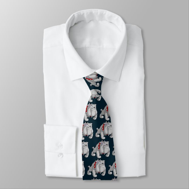 BULLDOG GRAY CARTOON Krawatte (Gebunden)