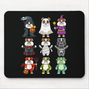Bulldog Gruselige Boo-Jee Horror-Kürbis Bulldogge Mousepad