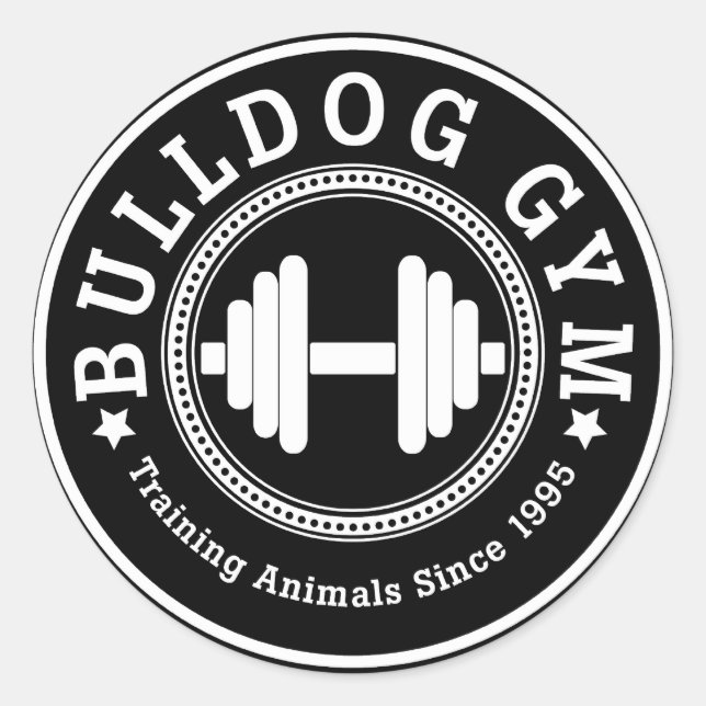 Bulldog Gym Dumbell Sticker (Vorderseite)
