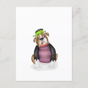 Bulldog habillé comme carte postale de Frankenstei