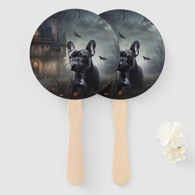 Bulldog Halloween Beängstigend Fächer (Vorne und Hinten)