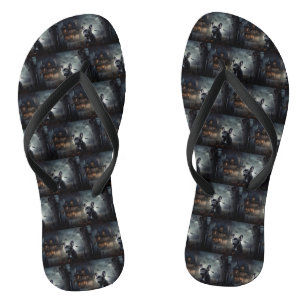 Bulldog Halloween Beängstigend Flip Flops