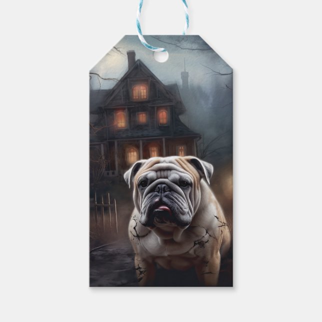 Bulldog Halloween Beängstigend Geschenkanhänger (Vorderseite)
