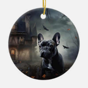 Bulldog Halloween Beängstigend Keramik Ornament
