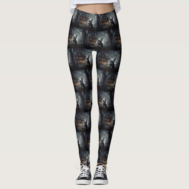 Bulldog Halloween Beängstigend Leggings (Vorderseite)