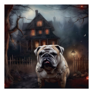 Bulldog Halloween Beängstigend Poster