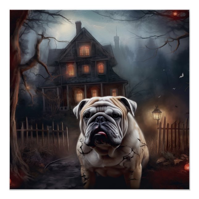 Bulldog Halloween Beängstigend Poster (Vorderseite)
