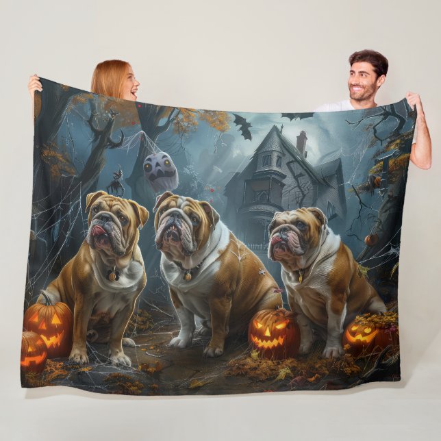 Bulldog Halloween Night Doggy Delight Fleecedecke (Beispiel)