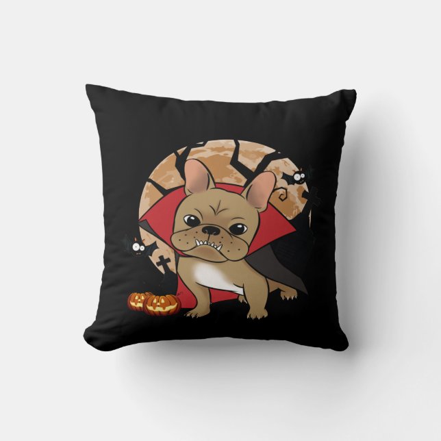 Bulldog | Halloween Pumpkin Frenchie Hexe Kissen (Vorderseite)
