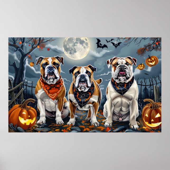 Bulldog Halloween Spooky Poster (Vorne)