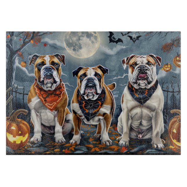 Bulldog Halloween Spooky Schneidebrett (Vorderseite)