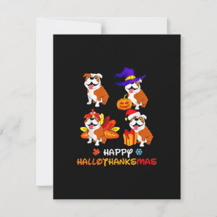 Bulldog Halloween und fröhliches Weihnachtsfest Ha Dankeskarte