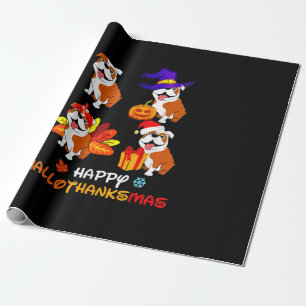 Bulldog Halloween und fröhliches Weihnachtsfest Ha Geschenkpapier