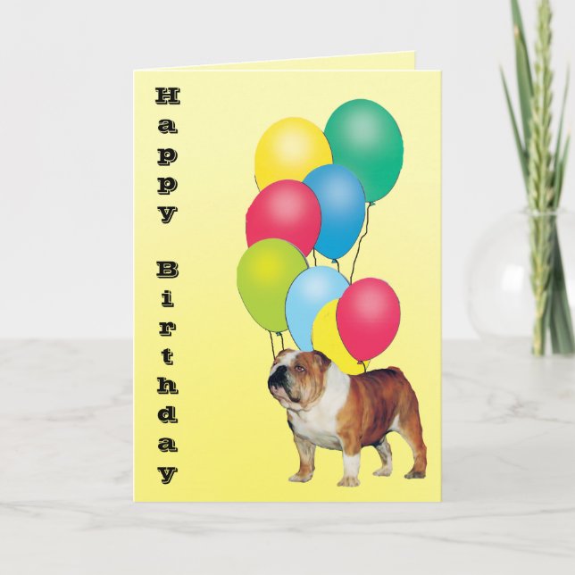 Bulldog Happy Birthday Karte (Vorderseite)