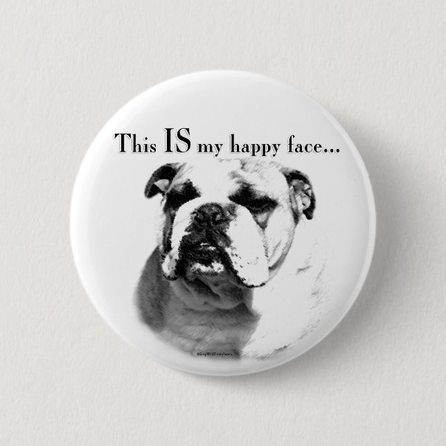 Bulldog Happy Face Button (Vorderseite)