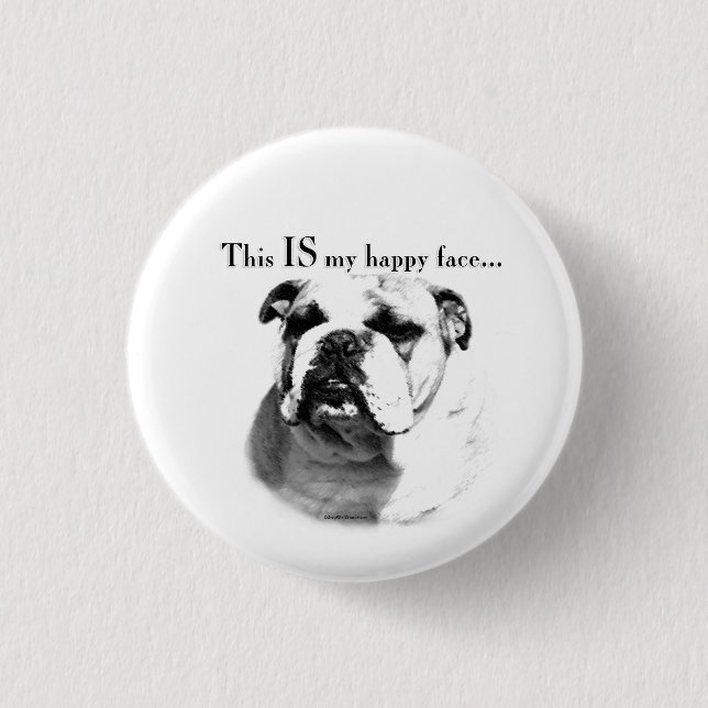Bulldog Happy Face Button (Vorderseite)