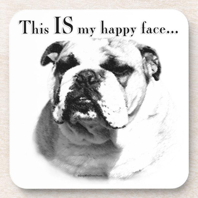 Bulldog Happy Face Getränkeuntersetzer (Vorderseite)