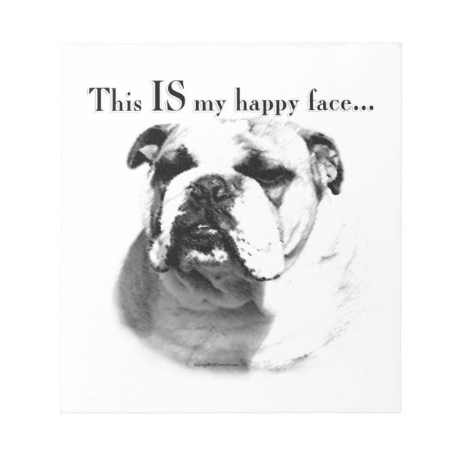 Bulldog Happy Face Notizblock (Vorderseite)