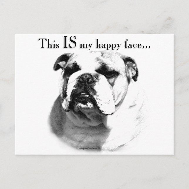 Bulldog Happy Face Postkarte (Vorderseite)