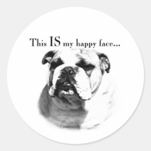 Bulldog Happy Face Runder Aufkleber