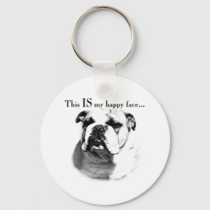 Bulldog Happy Face Schlüsselanhänger