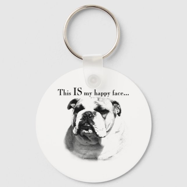 Bulldog Happy Face Schlüsselanhänger (Vorderseite)