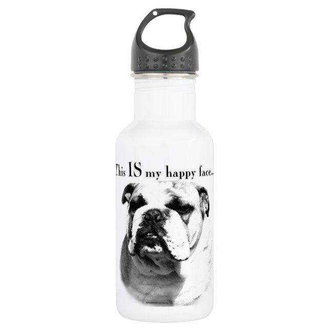Bulldog Happy Face Trinkflasche (Vorderseite)