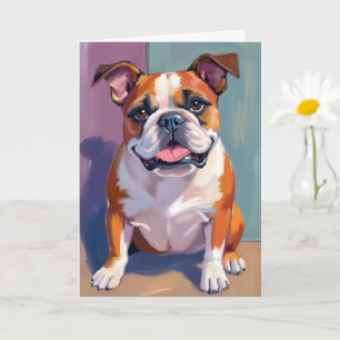 Bulldog-Haustiermalerei Whimsical-Wasserfarben-Hun Karte
