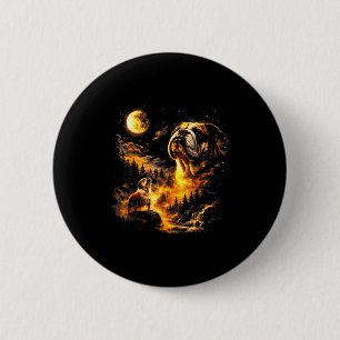 Bulldog heult zum Mond vintage 90er lustiger Hund Button
