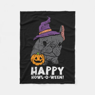 Bulldog Hexe Happy Howl O Wen Fun Halloween Hund Fleecedecke