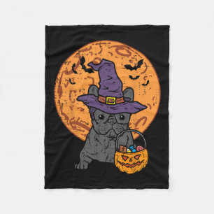 Bulldog Hexe Moon Pumpkin Halloween Frenchie Dog Fleecedecke