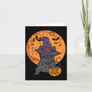 Bulldog Hexe Moon Pumpkin Halloween Frenchie Dog Karte