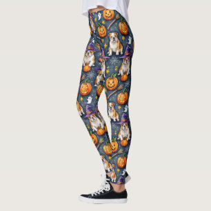 Bulldog Hexe & Pumpkin Halloween Leggings