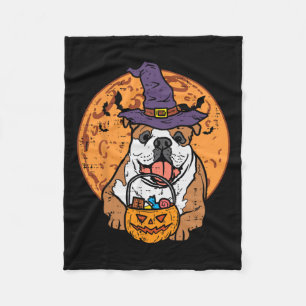Bulldog Hexenhut Moon Kürbislaterne Halloween Do Fleecedecke