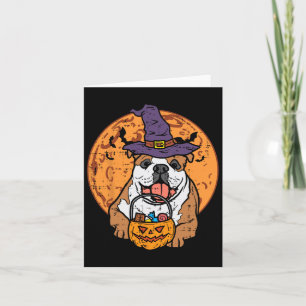 Bulldog Hexenhut Moon Kürbislaterne Halloween Do Karte