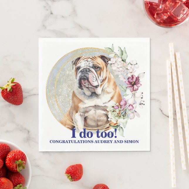 Bulldog Hochzeit von Napkins mit Hunds-Foto Serviette (Beispiel)