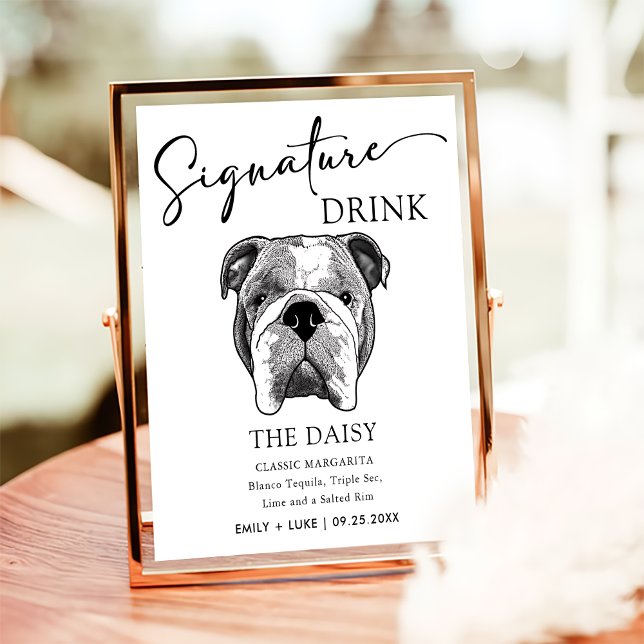 Bulldog-Hochzeitsignatur Drink-Zeichen Poster (Von Creator hochgeladen)