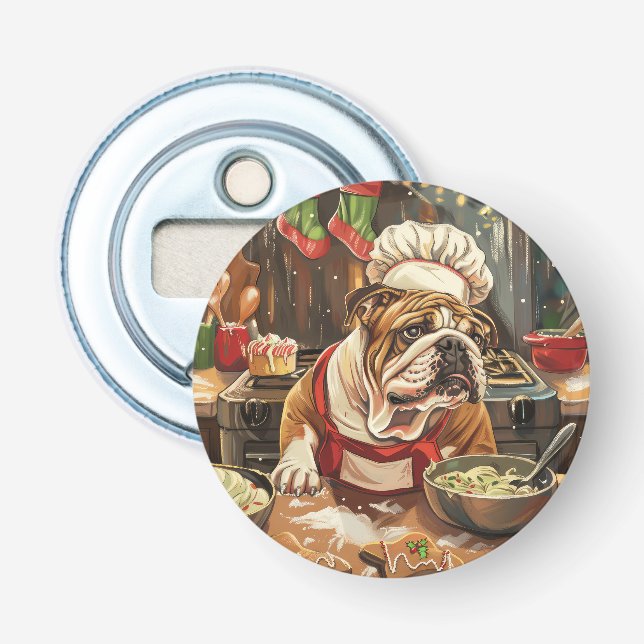Bulldog Holiday Baking: Festliche Weihnachten Flaschenöffner (Vorderseite)