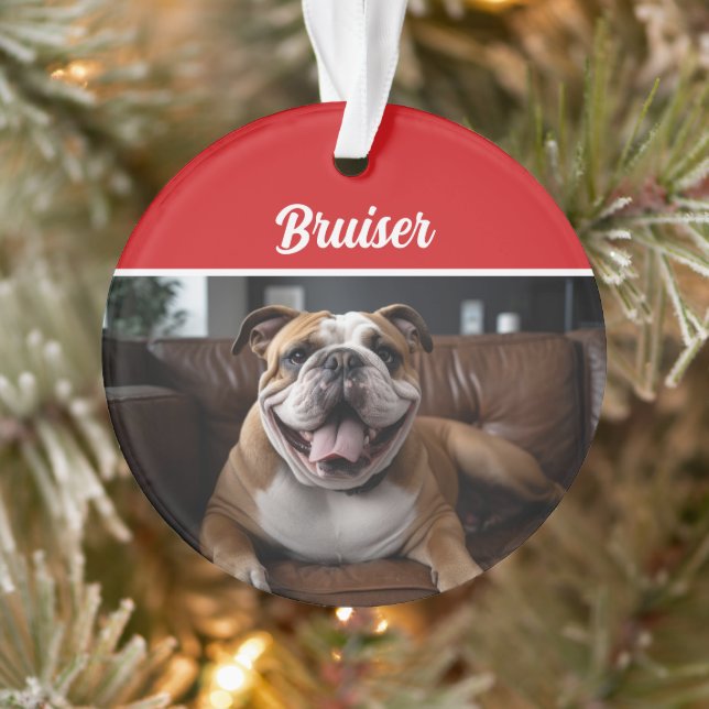Bulldog Holiday Foto Weihnachten Ornament (Baum)