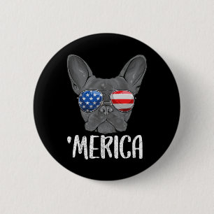 Bulldog-Hund 4. Juli Amerikanische Flagge 1 Button