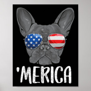 Bulldog-Hund 4. Juli Amerikanische Flagge 1 Poster