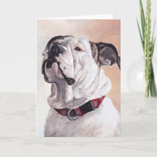 Bulldog Hund Art Grußkarte Karte