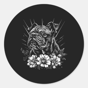 Bulldog Hund Lover Retro Style Tattoo _1 Runder Aufkleber