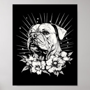 Bulldog Hund Lover Retro Style Tattoo Poster