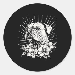 Bulldog Hund Lover Retro Style Tattoo Runder Aufkleber