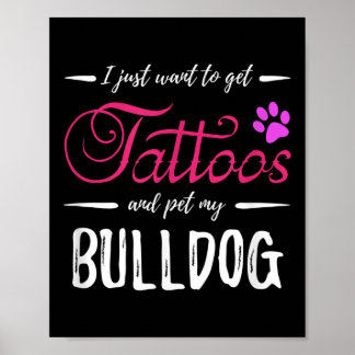 Bulldog Hund Lover Tattoo Funny Dog Mama Geschenk  Poster