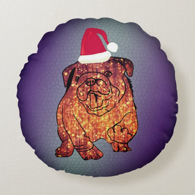Bulldog, Hund Neujahrskissen Rundes Kissen (Vorderseite)
