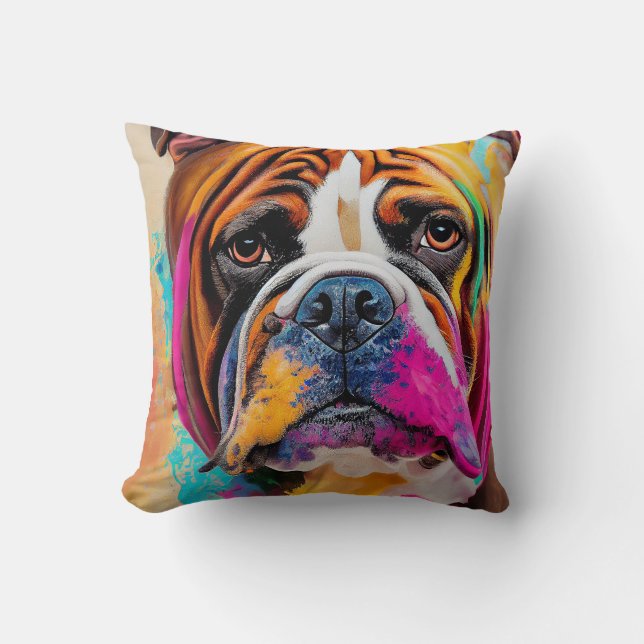 Bulldog Hund Niedliches Tier Kissen (Vorderseite)