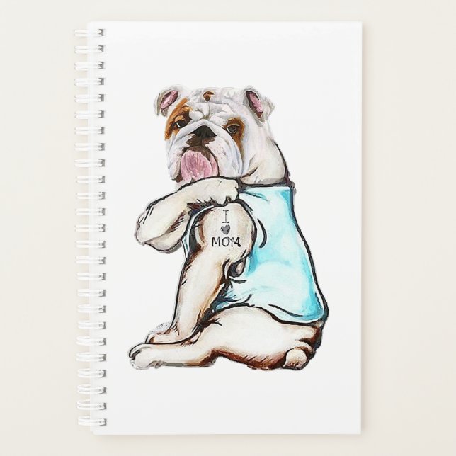 Bulldog Hund Tattoo I Liebe Mama Planer (Vorderseite)
