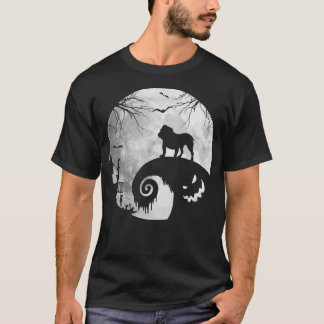 Bulldog Hund und Mond Halloween Kostüm Hund Lover T-Shirt